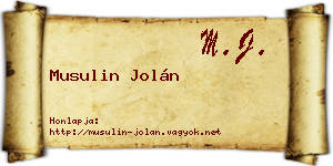 Musulin Jolán névjegykártya